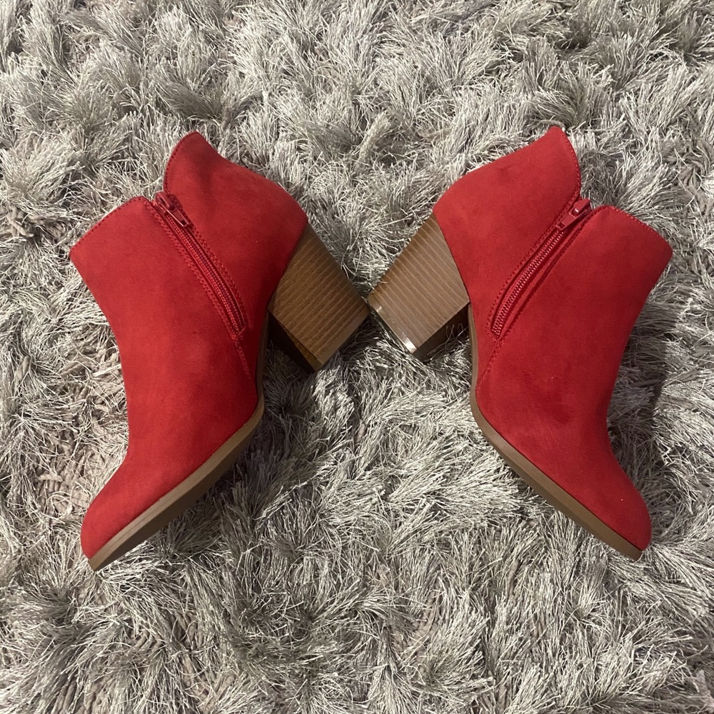 Style & Co Red Block Ankle Bootie